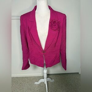 Moshita Couture Fuchsia Women's Blazer with Floral Detail size 14